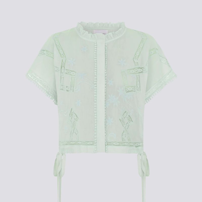 Hayley Menzies, mint blouse