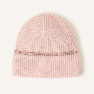 pink beanie with jewelled trim