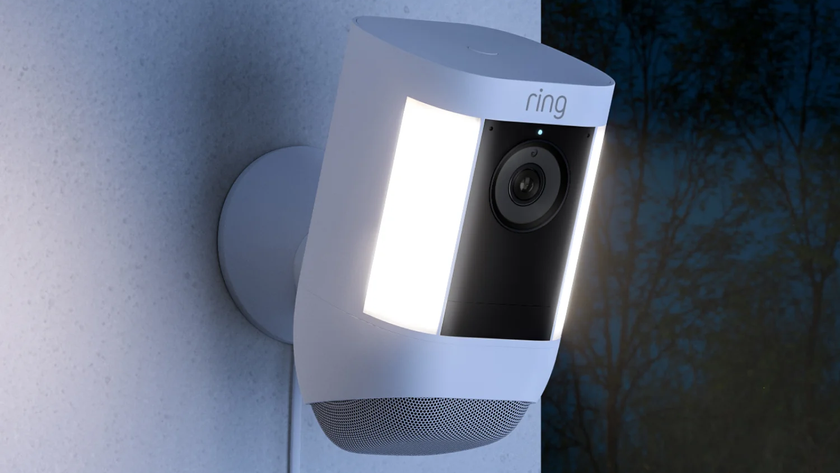 Ring Spotlight Cam Pro mounted on exterior wall