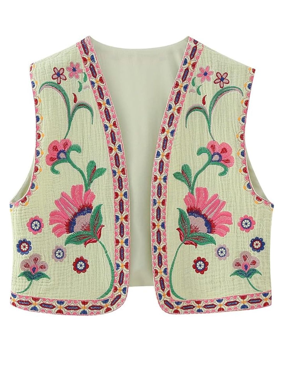Yoisdtxc, Floral Embroidered Vest 