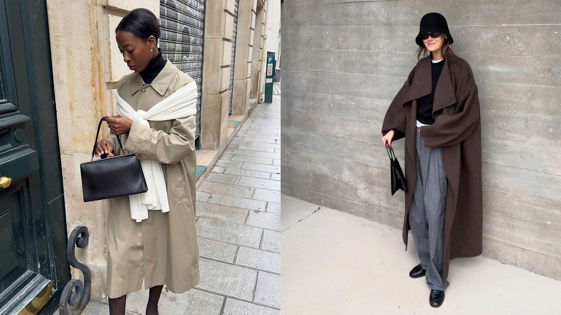 Influencers wearing The Row-inspired outfits.