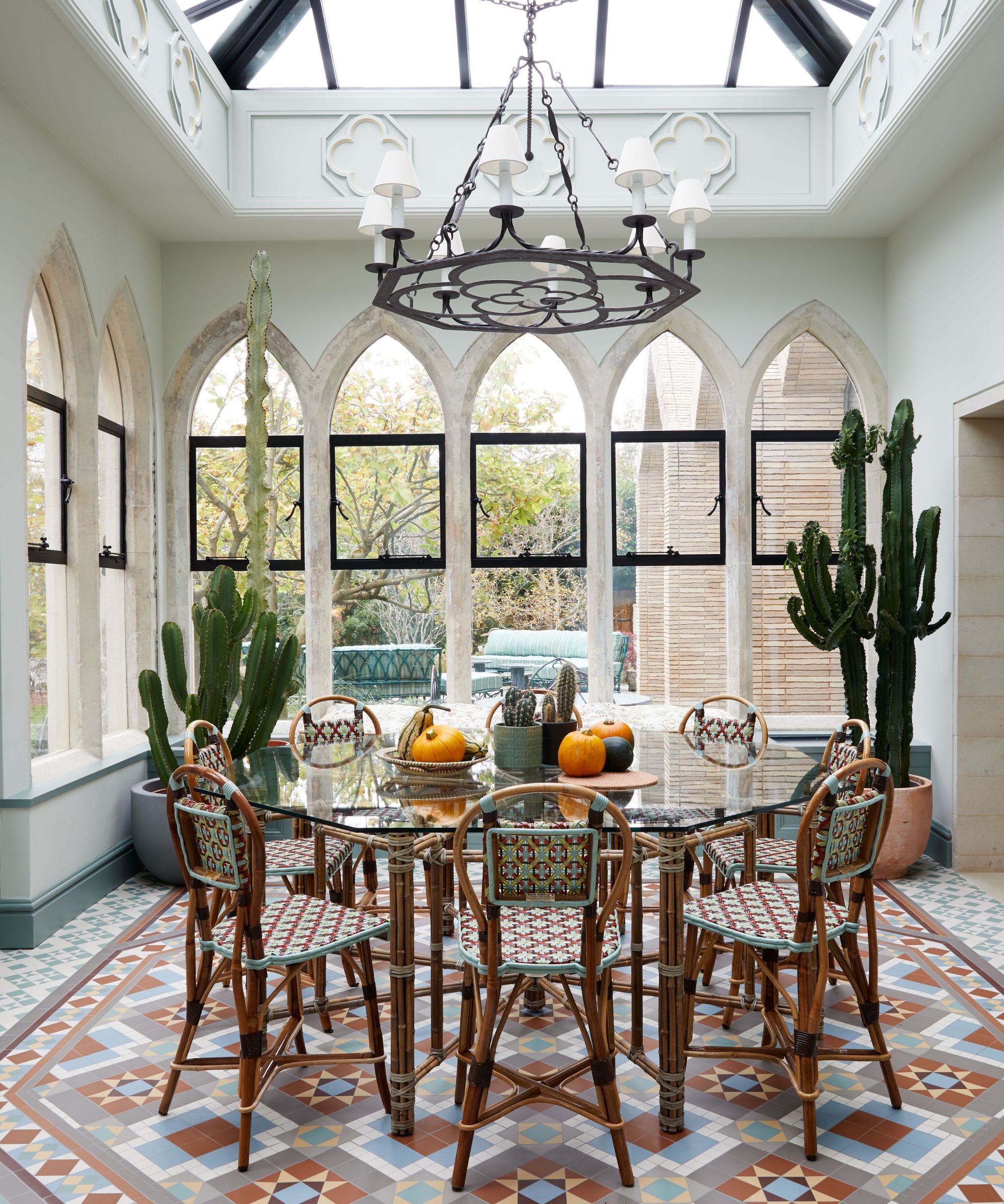 Gothichome with a dining room blending old and new