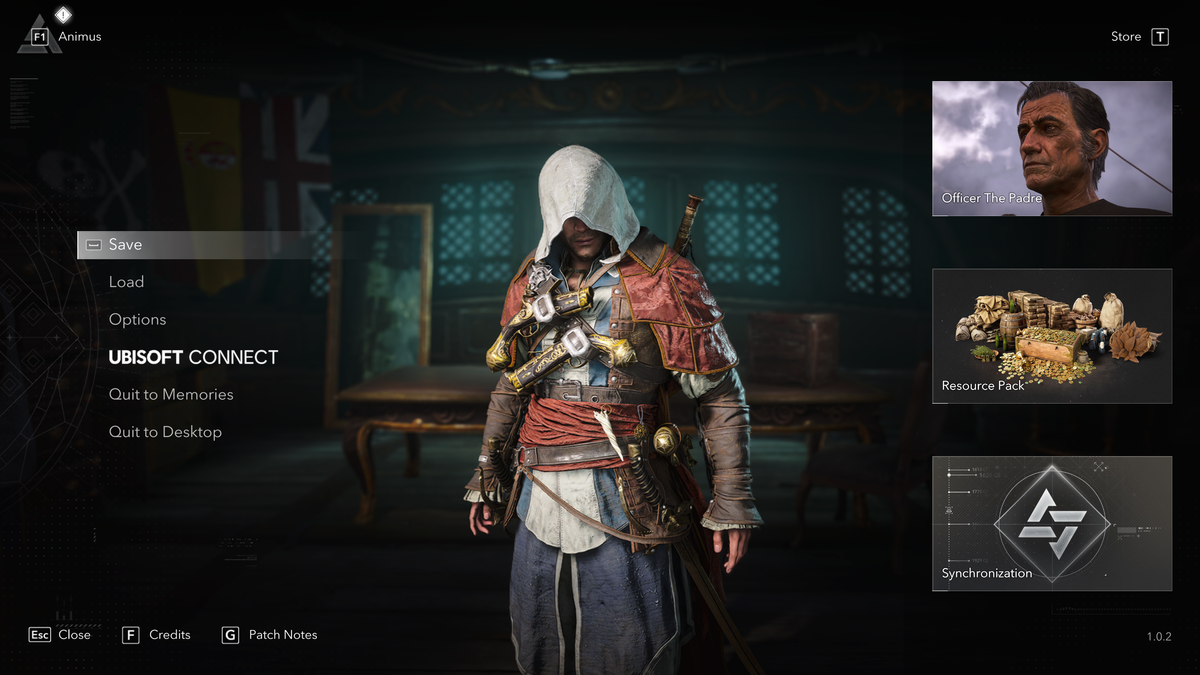 A screenshot of an advert for the Resource Pack in the pause menu of Assassin's Creed Black Flag Resynced.