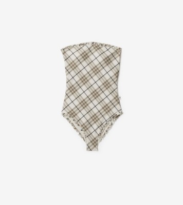 Check Swimsuit in Cotton - Women, Nylon | Burberry® Official