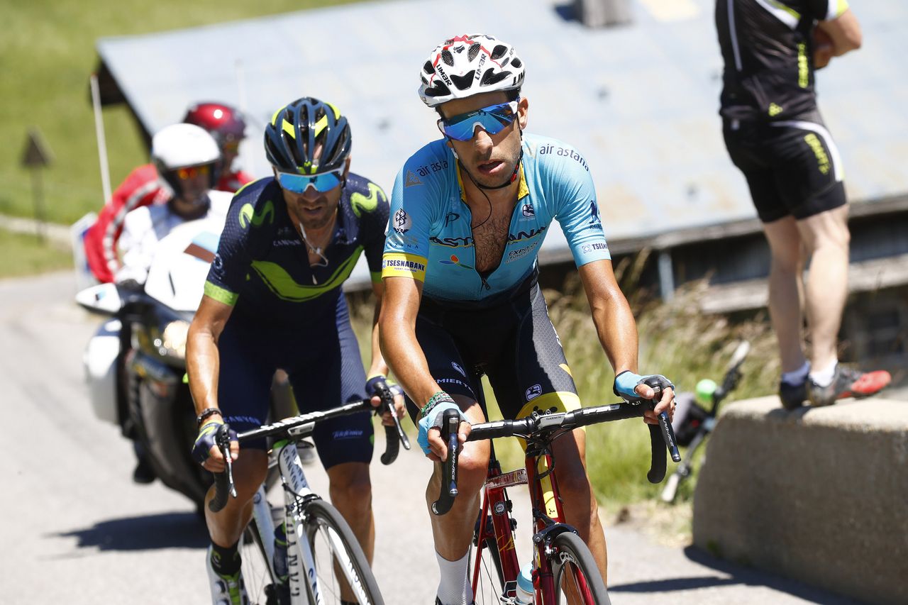 Fabio Aru and Alejandro Valverde on the final stage of the Crit&eacute;rium du Dauphin&eacute;