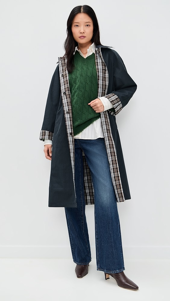 Pixie Market Reversible Plaid Trench Coat