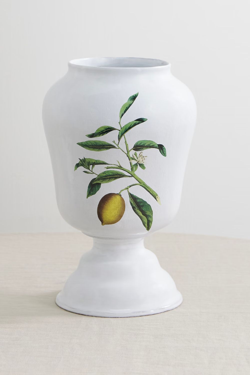 White footed vase with lemon branch motif