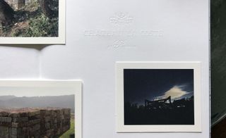 Postcards of photos in the pages of a book embossed with Château la Coste