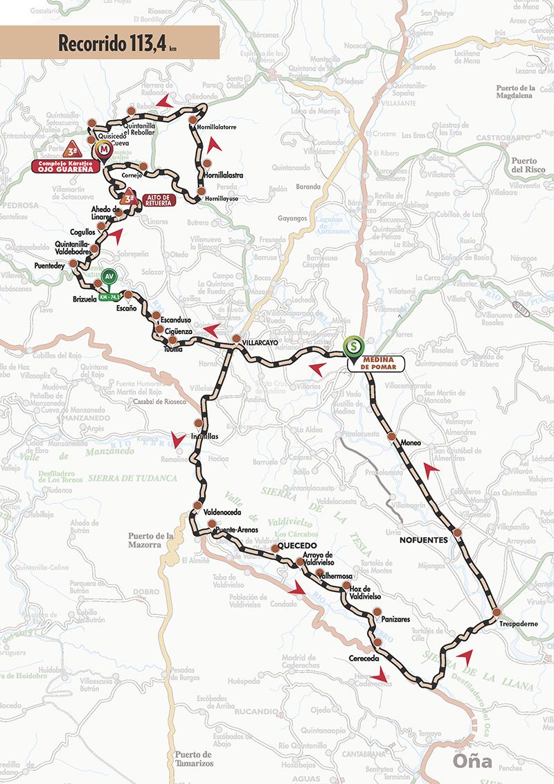 Stage 3 map for 2022 Vuelta a Burgos Feminas