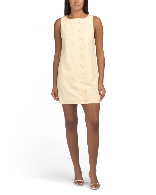 JL Luxe Label, Linen Blend Sleeveless Scalloped Mini Dress