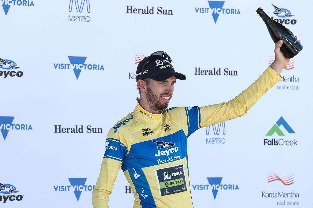 Damien Howson (Orica-Scott) shows off the Mitchelton sparkling