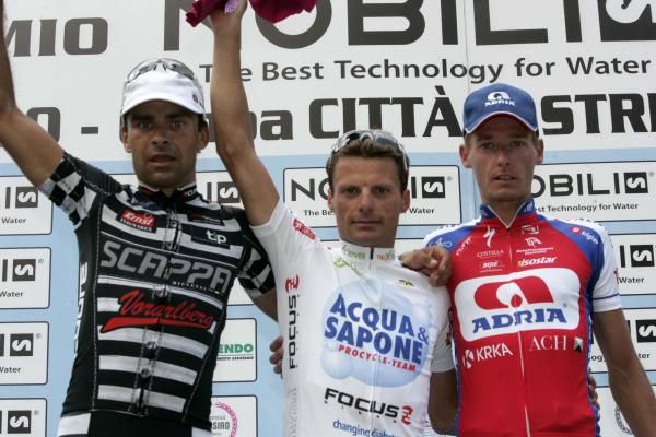 Robert Vrecer, Danilo Di Luca and Tomaz Nose on the podium