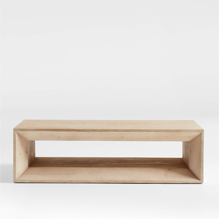 rectangular wooden coffee table with open center