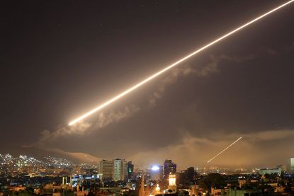Damascus, Syria, during U.S. missile strikes Friday