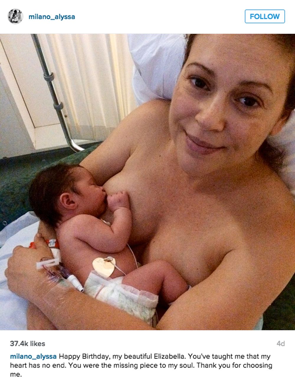 Alyssa Milano breastfeeding