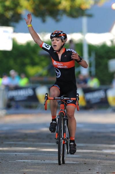 Sanne van Paassen (Brainwash) celebrates her victory over Van den Brand