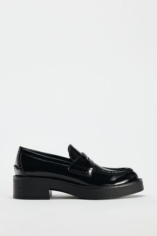 Faux Patent Leather Saddle Loafer