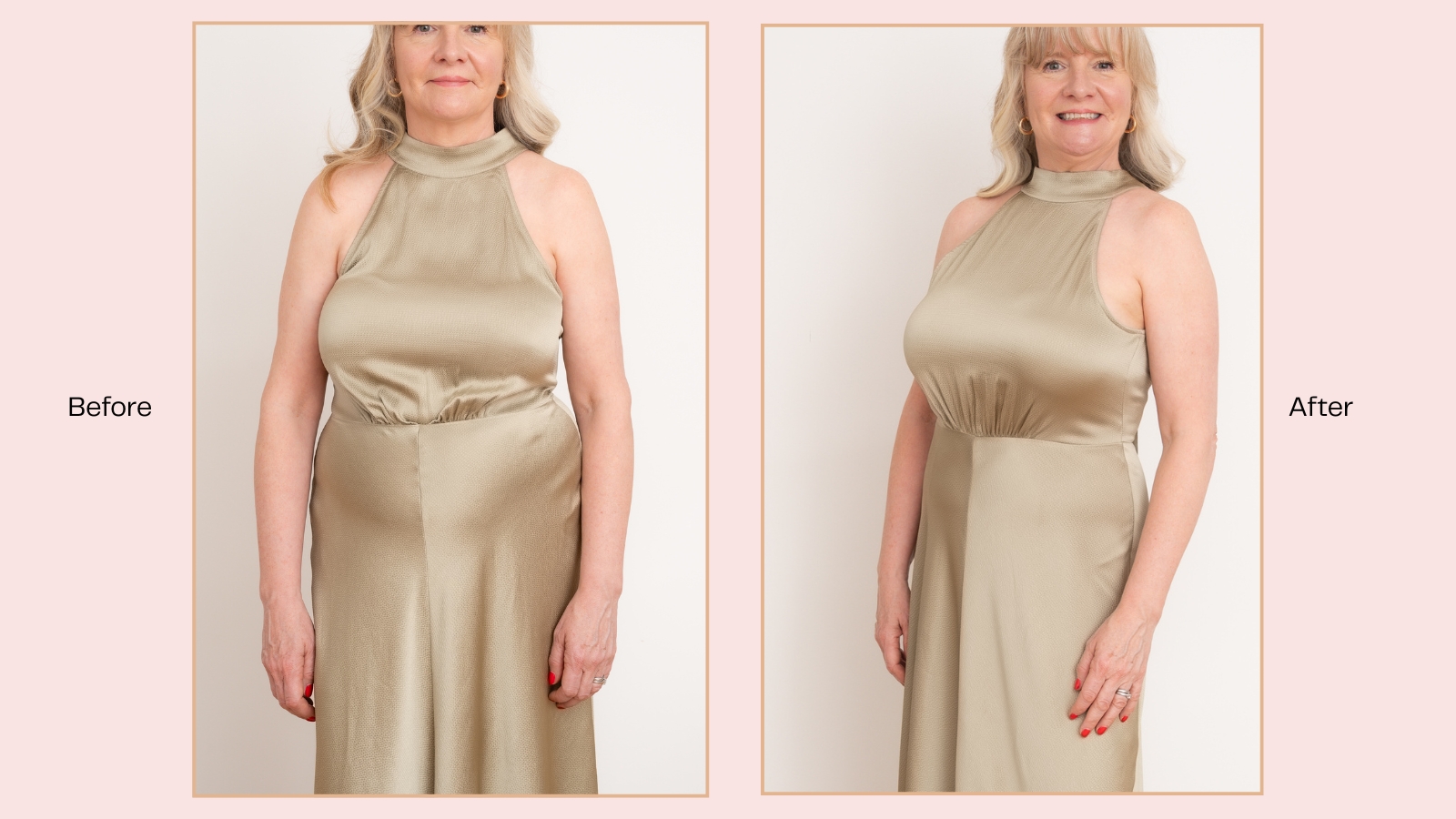 Julie Player wearing Next Shapewear before and after