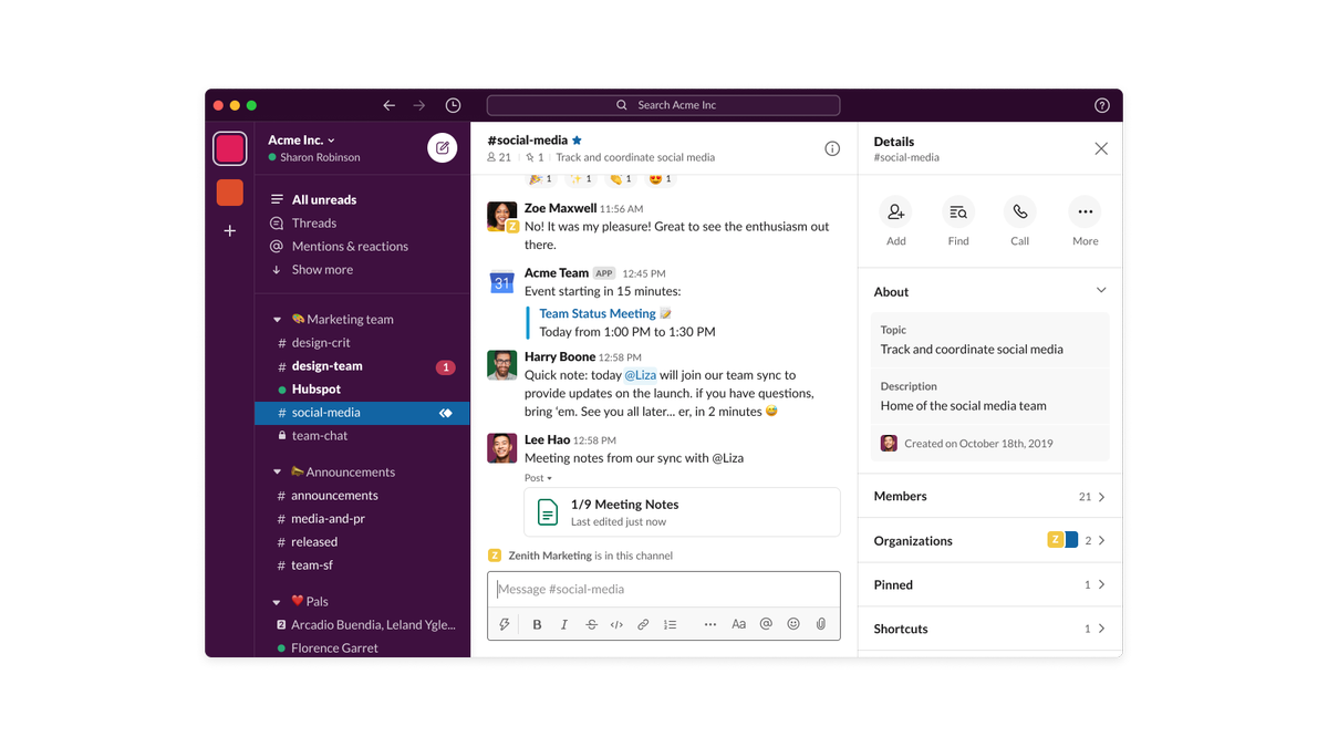 A screenshot of the Slack desktop app