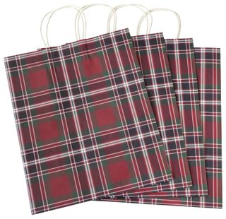 Argos Home Large Tartan Christmas Gift Bags - 4 Pack