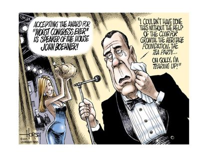 Political cartoon Boehner Congress Tea Party