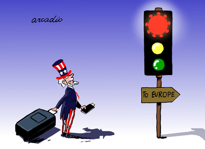Editorial Cartoon U.S. Europe coronavirus travel ban