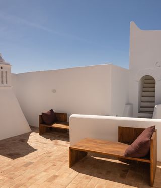roof terrace and blue sky at portuguese villa