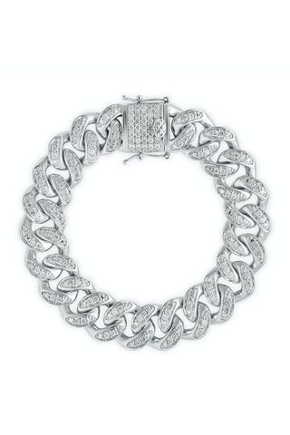 chunky silver diamond chain bracelet