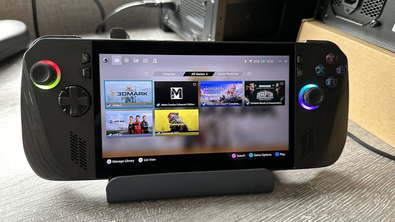 A photo of the Asus ROG Ally X gaming handheld PC