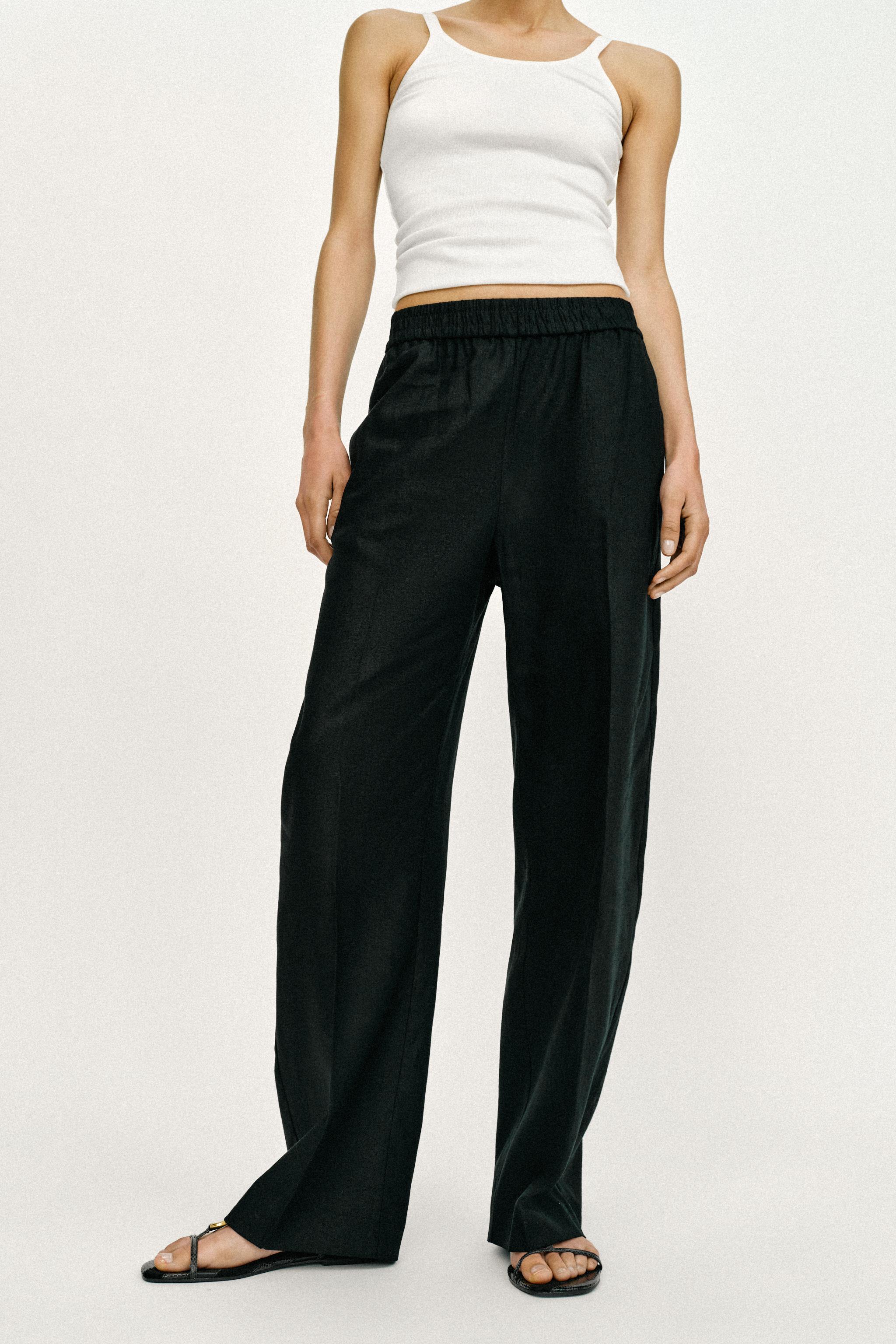 Linen Blend Straight Leg Pants