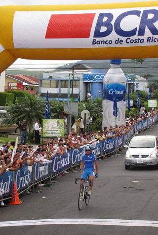 Alexander Khatuntsev (Russia) finishes the stage, but he was disqualified from the race