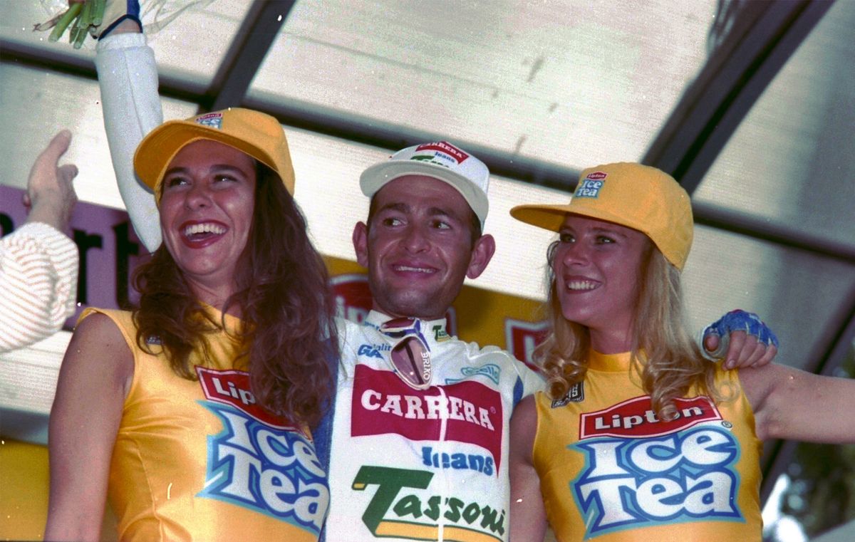 Pantani all smiles as he laps up the home support