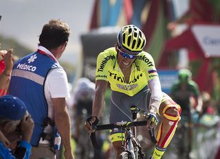 Alberto Contador (Tinkoff) put in a strong effort to gain time