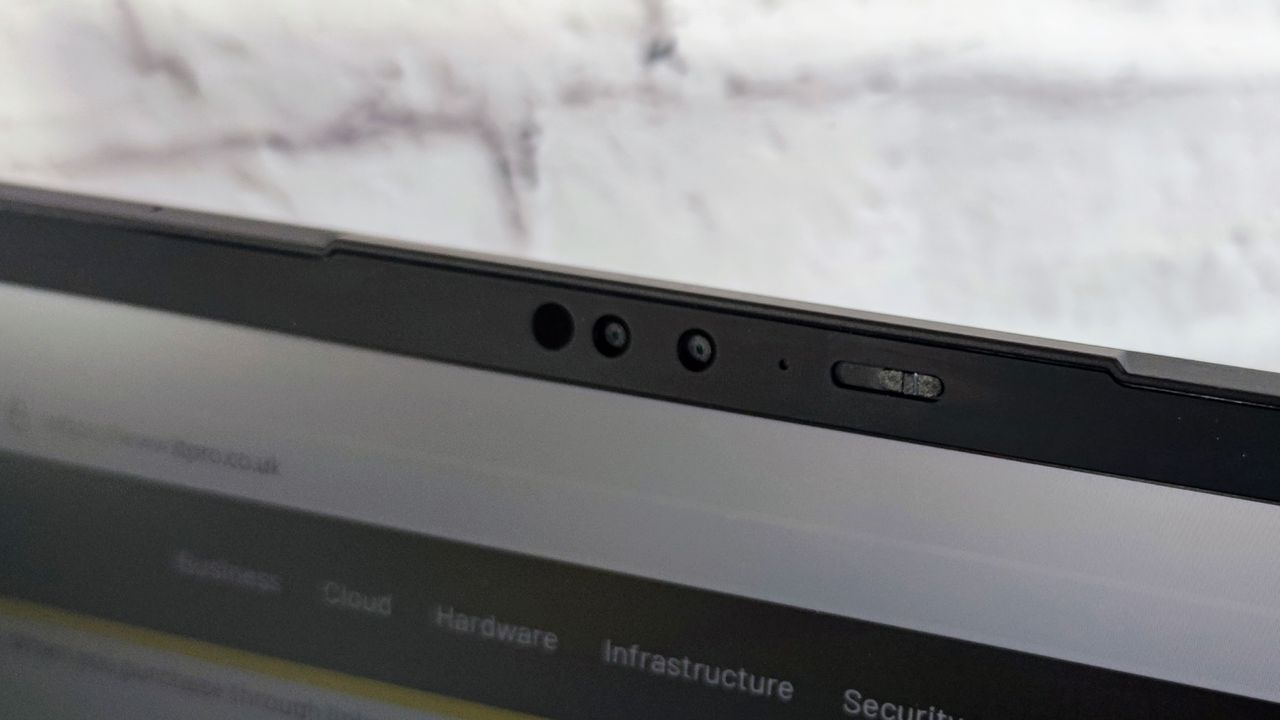 A closeup of the Lenovo ThinkPad X1 Carbon Gen 10's webcam