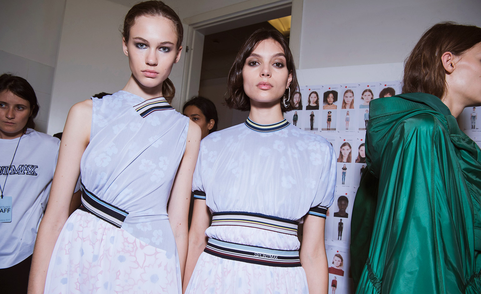 Delivering chic silk parkas, bias cut dresses with striped ribbed details, ribbed t-shirts