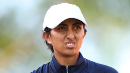 Aditi Ashok looks on at the 2024 HSBC Women&#039;s World Championship