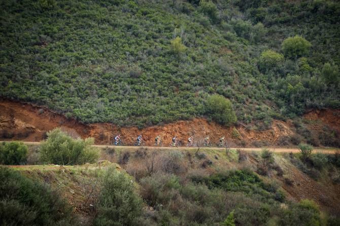 The men's leaders flying along