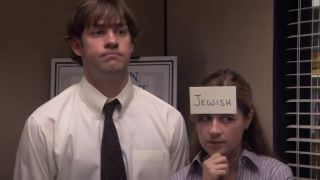 John Krasinski and Jenna Fischer as Jim and Pam on The Office
