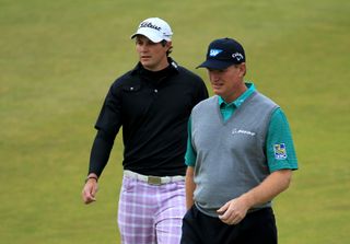 Peter Uihlein with fellow 60-shooter Ernie Els at Kingsbarns in 2013