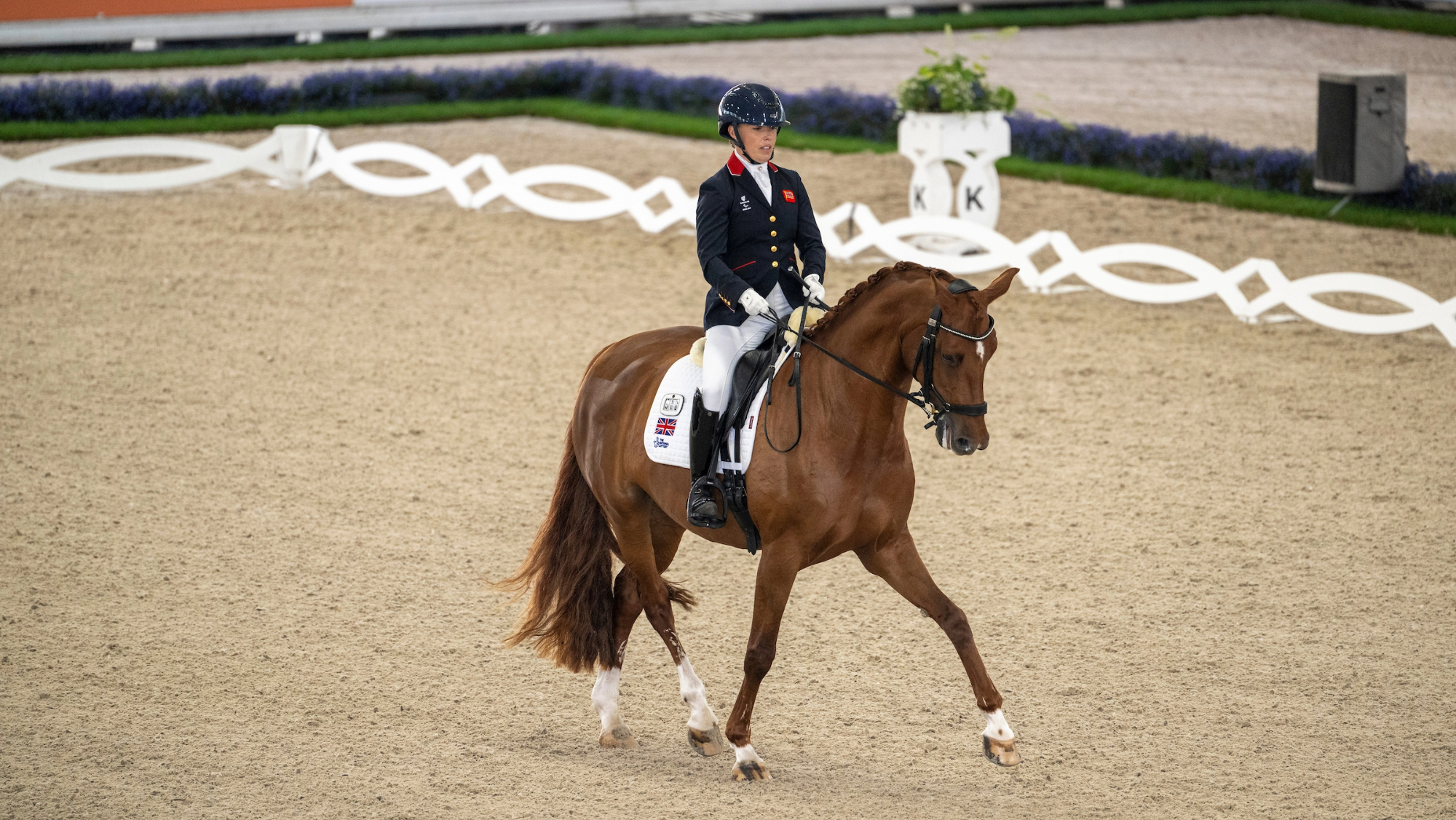Sophie Wells riding a half pass on MSJ Gold Standard in her test at the 2026 World Para Dressage Championships in Aachen