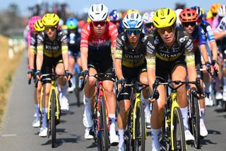 GENEVA, SWITZERLAND - AUGUST 02: Pauline Ferrand-Prevot of France and Team Visma | Lease a Bike Women competes during the 5th Tour de France Femmes 2026, Stage 2 a 147.9km stage from Aigle to Geneva / #UCIWWT / on August 02, 2026 in Geneva, Switzerland. (Photo by Tim de Waele/Getty Images)