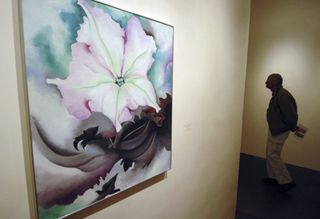 A Georgia O'Keeffe painting on display in the Georgia O'Keeffe Museum in Santa Fe, New Mexico