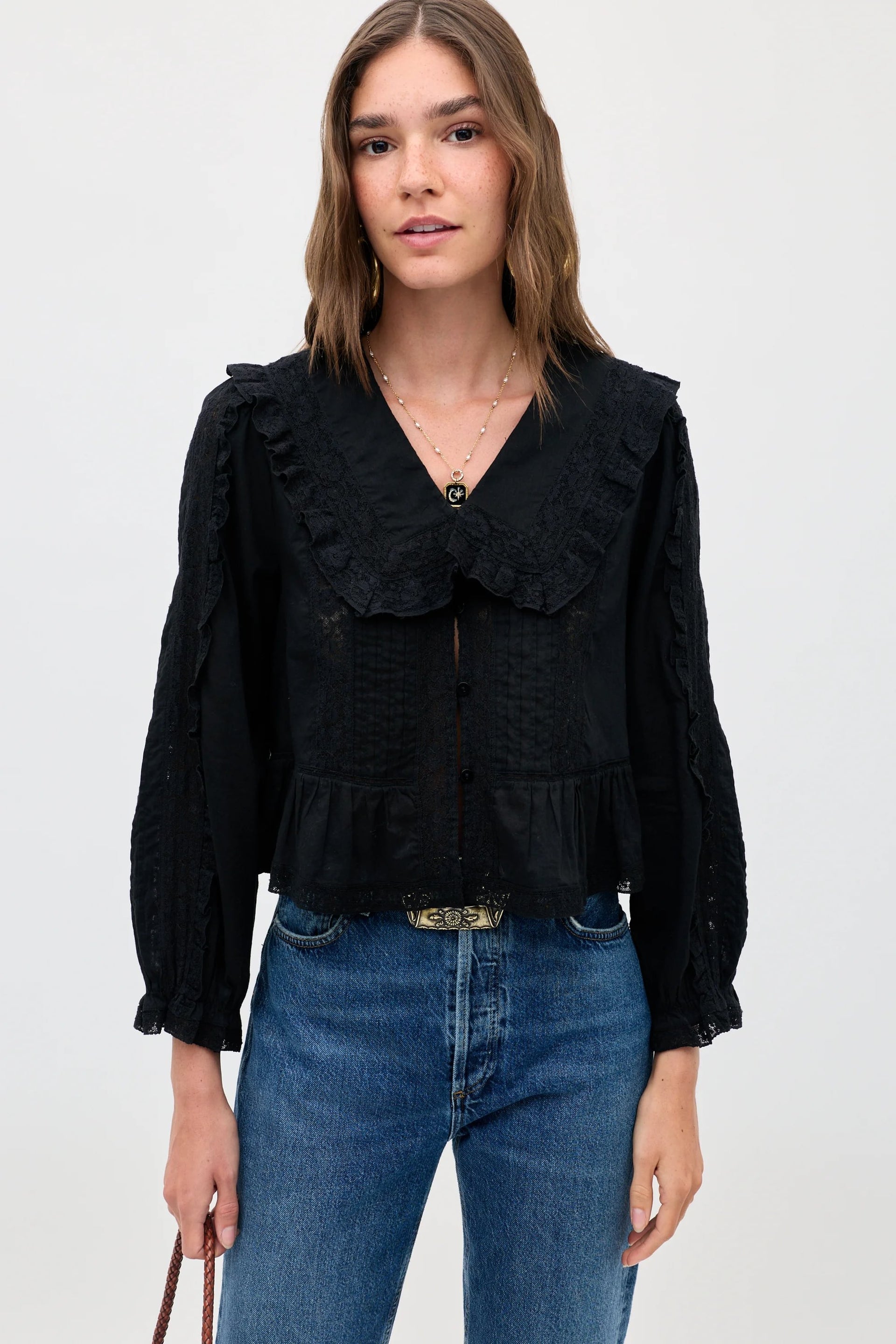 Maribelle Cotton Blouse in Black