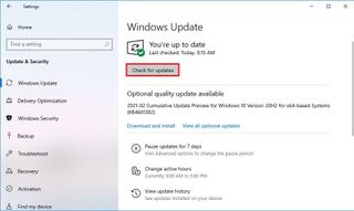 Windows 10 version 21H1 install option