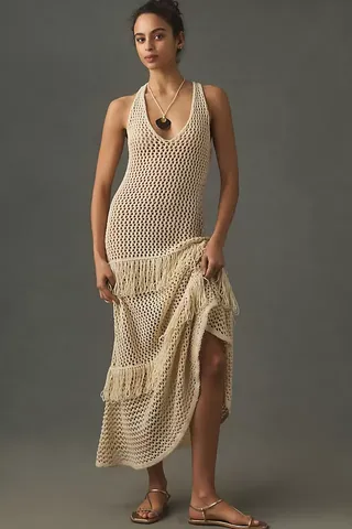 Sunday in Brooklyn Crochet Ruffle Tunic Maxi Dress