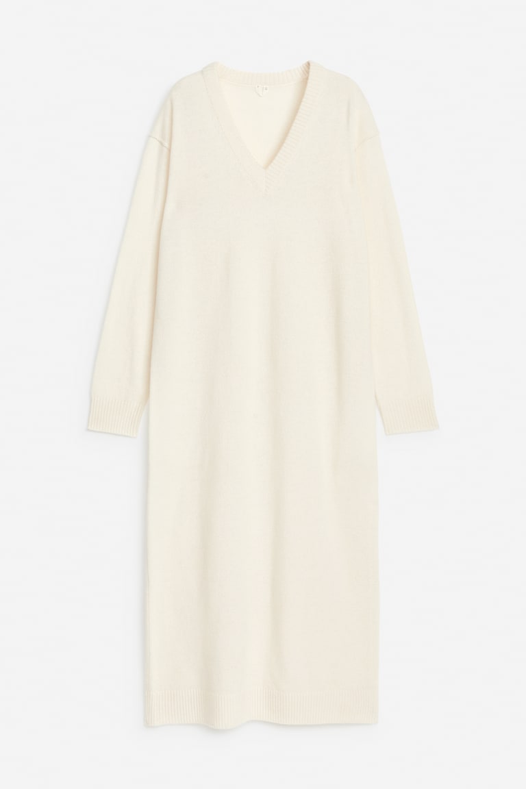 V-Neck Wool Dress