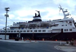 The Lyubov Orlova cruise ship in St. Johns.