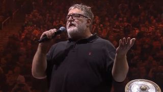 Gabe Newell speaking at Dota tournament