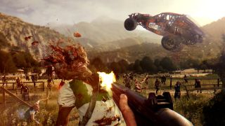 Best zombie games - a player shooting a zombie in the head during Dying Light: The Following.