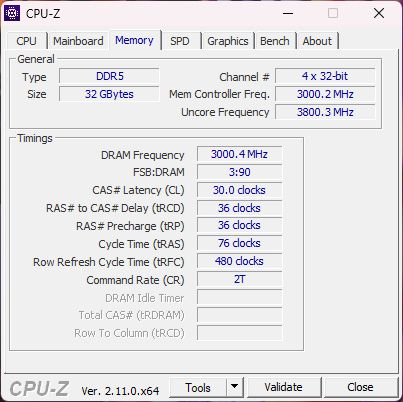 Teamgroup T-Force Delta RGB DDR5 RAM detected in CPU-Z